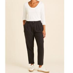 Johnny Was Linen Pleated Pant Trouser High Rise Relaxed Fit Black Size XL